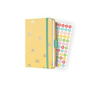 Sigel J4318 Jolie Agenda semainier 2024, Rainbow Butter, 9,5 x 15 cm, couverture rigide, 174 pages, jaune