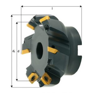 FP Fraise à surfacer à 45° arrosage interne, Ø d : 63 mm, Nombre de dents 5, Ø du perçage de positionnement 22 mm, Dimensions Ø d1 : 76 mm