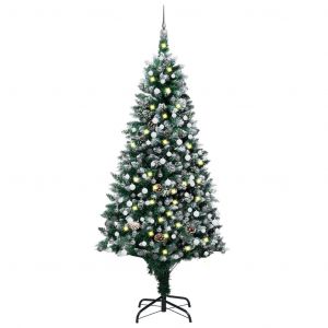 VidaXL Arbre de Noël artificiel LED et boules et pommes de pin 240 cm