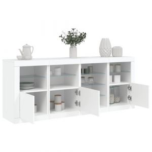 VidaXL Buffet avec lumières LED blanc 164x37x67 cm, meuble de rangement, meuble de rangement cuisine, meuble de rangement de salon, meuble buffet