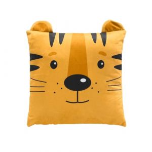 Douceur d'Intérieur, Coussin Déhoussable (40 x 40 cm) Tigry, Velours Imprimé