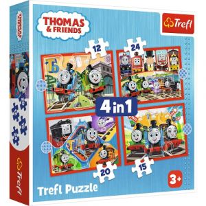 Trefl Thomas & Friends, Super Tomek - Puzzle 3en1, 3 Casse-Têtes, de 12 à 24 éléments - Puzzle avec Les Héros de Conte de Fées Thomas et Ses Amis, Différent Niveau de Difficulté