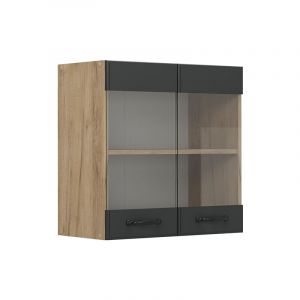 Image de Vicco - Meuble de cuisine haut vitré R-Line, Anthracite campagne, 60cm