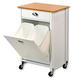 KESPER Caddie de cuisine blanc avec rangement et tiroir