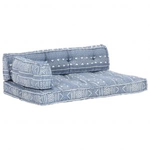 VidaXL Coussin de canapé palette Indigo Tissu Patchwork - Bleu