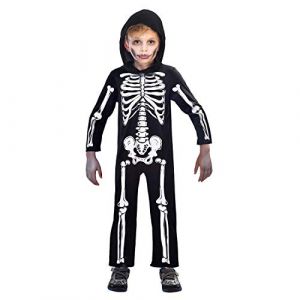 Amscan 9907091 Costume de Squelette pour Enfant, Gar&ccedil;ons, 10235212, Noir/Blanc, 6-8 Ans