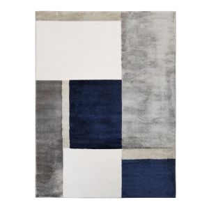 Alecto Tapis graphique contemporain gris bleu 150x200