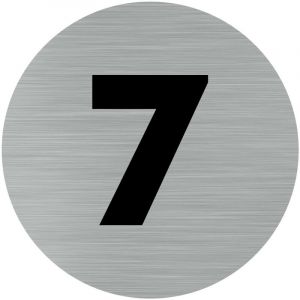 Pictogramme numéro 7 (Q0310). Numéro de porte 7. Autocollant souple effet alu brossé ou plaque de porte alu brossé ep 2mm au choix - Plaque aluminium