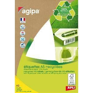 Agipa 101247 étiquettes multiusages blanches recyclées 48.5x25mm coins arrondis - Poch 14 pl. A5