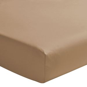 Essix Drap housse en percale de coton beige 180x200