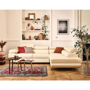 Lisa Design - Zaria - canapé d'angle droit 5 places convertible avec coffre et têtières en simili