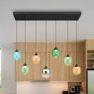 Globo Nowa - Suspension lampe suspension lampe de table &agrave; manger verre multicolore noir led h 150 cm