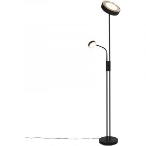 Qazqa Lampadaire noir avec LED et variateur avec lampe de lecture - Kelso