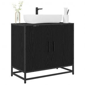 VidaXL Meuble de Lavabo de Salle de Bain Chêne noir 65 x 33 x 60 cm