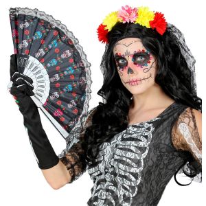 Image de Ruedelafete Eventail en tissu Dia de los Muertos