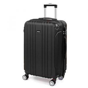 Todeco Valise Moyenne Taille 68cm, Valise de Voyage, Rigide e Légère ABS Valise de Voyage à roulettes Valises, 68x45x26cm, Noir