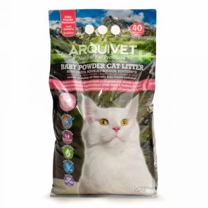 Arquivet Litière Baby Powder 10 Kg - Litière agglomérante 100% Naturelle avec arôme de Talc pour Chats - Litière pour Chats - Capacité d'absorption - Aide à éliminer Les odeurs et Les bactéries