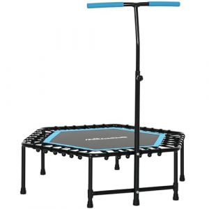 Trampoline de fitness - SPORTNOW - 114 cm - cordes élastiques - poignée réglable sur 3 positions - charge 100kg - silencieux - bleu