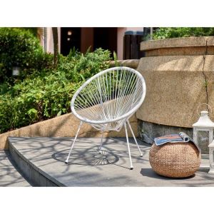 Image de MANA Fauteuil design en forme d'Œuf - cordage en plastique blanc