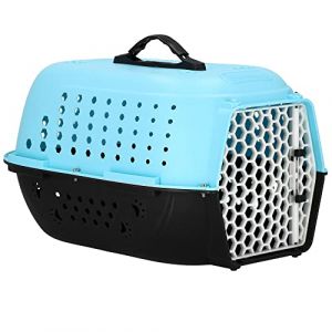 Springos - Transporter pour chat chien lapin jusqu'à 7 kg, dimensions 48x33x28 cm, bleu et noir.