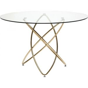Image de Kare Design Table &agrave; manger ronde 6 personnes en verre et acier dor&eacute; D120