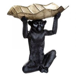 Statuette Déco "Singe Feuille" 36cm Noir & Or Prix