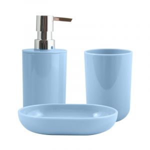 MSV Lot de 3 accessoires de salle de bain inagua Bleu Pastel