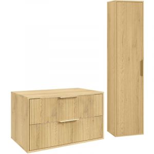 Badplaats Meuble sous-vasque Rimini 80 cm - Ch&ecirc;ne - Meuble de s