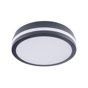 Kanlux Plafonnier LED 18W &agrave; d&eacute;tecteur &eacute;tanche IP54 rond ?220mm Graphite - Blanc Naturel 4000K