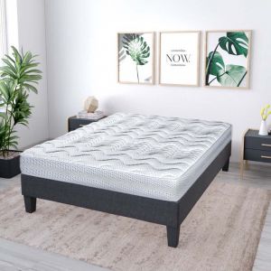 Image de LITERIE | Ensemble Naxos 180x200 cm | Matelas Mémoire de forme + Sommier Bois | Ferme Olympe