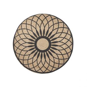 Beliani Tapis en jute ø140 cm beige / noir motif rosace KULLAR - beige