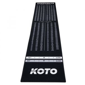 KOTO - Tapis Checkout Noir 285 x 60 cm + Oche Incl. Indicateur de Score Tapis de Fléchettes