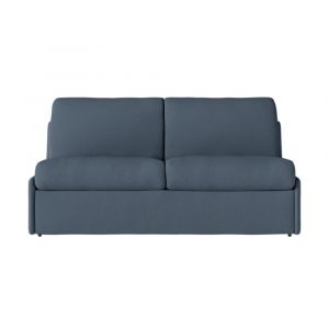 Loungitude Canapé convertible couchage 140x190cm tissu bleu foncé matelas 13cm