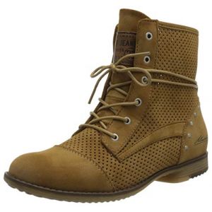 Mustang Side Zip Low Heel Femme Bottes Bottines Cognac
