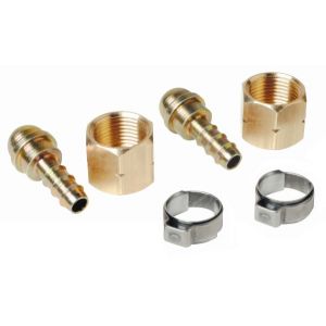 Image de Guilbert Express Kit de 2 raccords tétine pour tuyau 6.3m avec ecrou 3/8 gauche + 2 colliers - 963R
