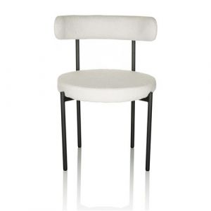 hjh OFFICE Living Chair / Dining Chair TEDIO Tissu Boucl&eacute; blanc