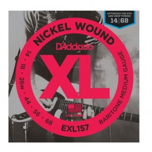 D'Addario EXL157 Cordes en Nickel pour Guitare Électrique, Baritone Medium, 14-68
