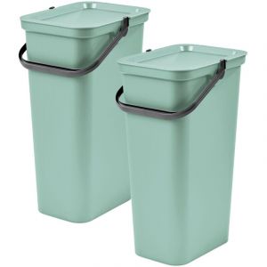 Tontarelli Set de 2 poubelles MODA 40L sauge avec anse