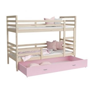 LIT superpos&eacute; Milo 90x190 Pin Rose livr&eacute; avec sommier, tiroir et matelas de 7cm OFFERT.