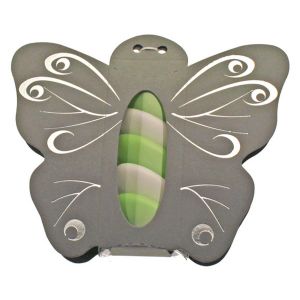 Ruedelafete Ballotin papillon avec plexi GRIS, décos argents
