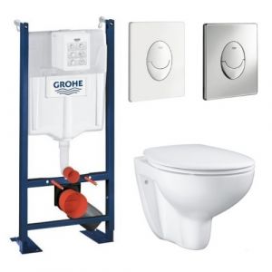 Grohe Pack wc Rimless Bau Ceramic, plaque chromee