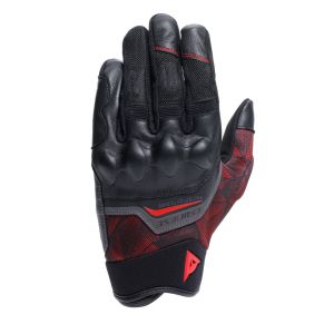Dainese Gants Ermex, Gants Moto été, Respirants avec Inserts en Mesh, Protections Articulations Rigides, Renforts Cuir, Écran Tactile, XXL, Noir et Rouge Lave