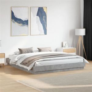 VidaXL Bedframe bewerkt hout betongrijs 200x200 cm3209831