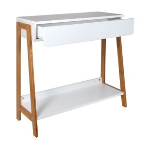 Image de The home deco factory Console scandi Pemba - L. 83 x H. 77 cm - Blanc