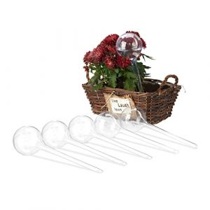 Relaxdays Bulle d’arrosage pour Vos Plantes, Lot de 6, contenance : 250 ML, en Plastique, H x D 28 x 8 cm, Transparente