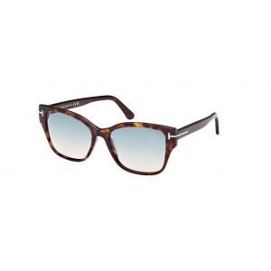 Tom Ford Femme FT1108 ELSA 52P Lunettes de soleil Ac&eacute;tate Havane Vert Papillon Normale Ombr&eacute;