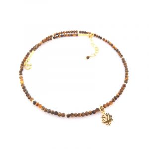 Collier oeil de tigre fleur de lotus