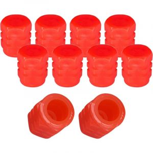 Cyclingcolors 10x Bouchon de Valve Capuchon Phosphorescent Lumineux Nuit Schrader Pneu vélo Moto Auto Voiture Quad Trottinette, Rouge