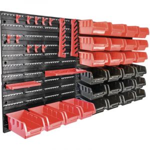 Rondy Organisateur d'outil mural - 46 pi&egrave;ces - Bacs de rangement empilables - 4 panneaux - Rangement atelier garage