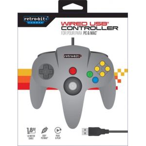 Retro-Bit Manette PC et Mac Filaire Nintendo 64 USB Grise